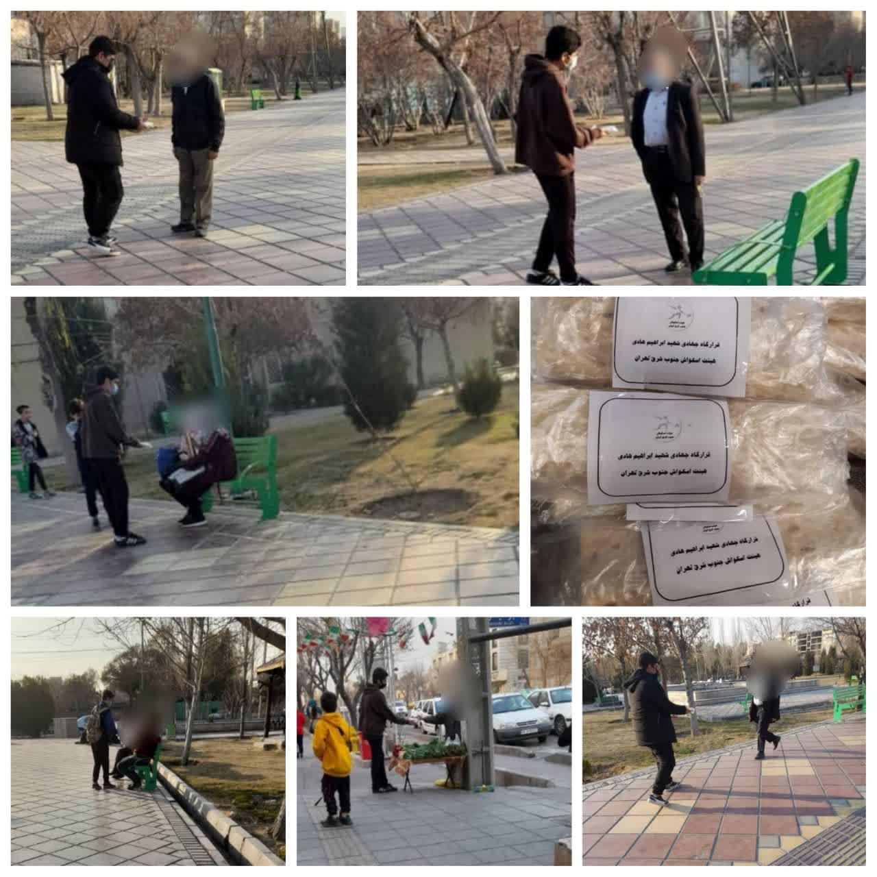 اهدای لقمه های کریمانه به شهروندان به مناسبت وفات حضرت زینب توسط هیئت اسکواش جنوب شرق تهران